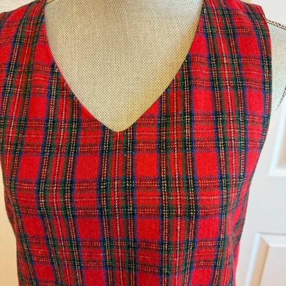 Plaid red dress Vintage size 8 wool blend jumper with pockets, lined gorgeous - Picture 2 of 16